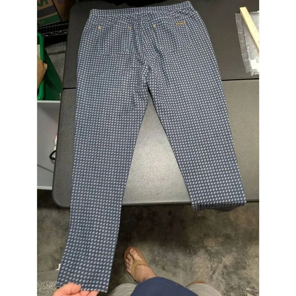 Michael Kors Blue and White Patterned Pants Women's 1X